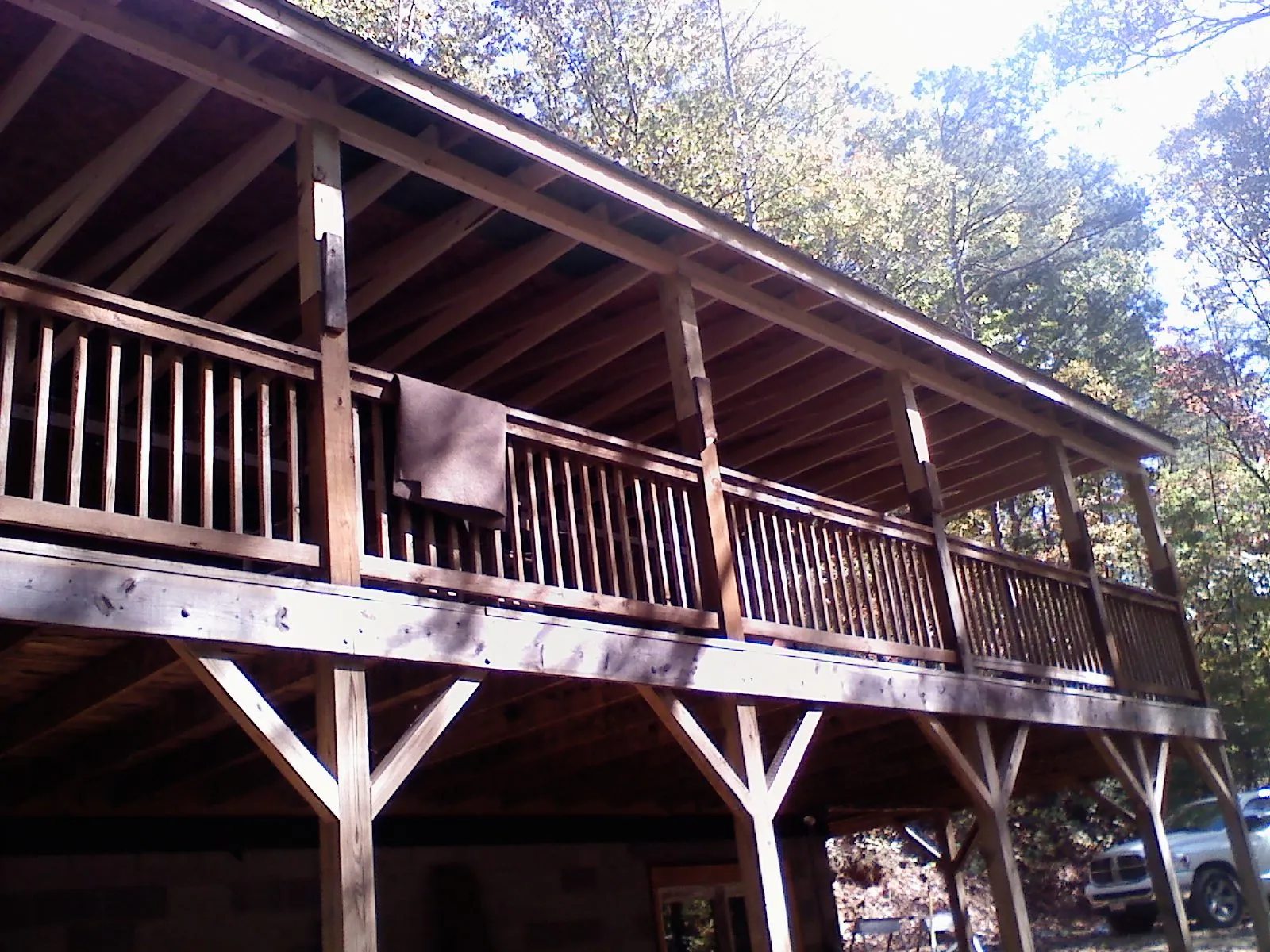 Timber framing under a new elevated porch and deck — Roof Leak Repair in Columbus by Roofing Brothers